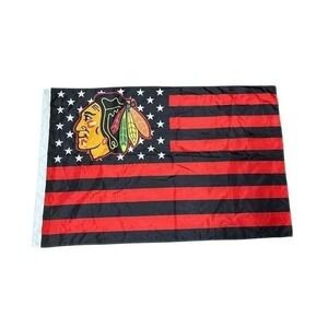 Chicago Blackhawks‎ Patriotic Americana 3x5 Flag NHL Hockey Banner